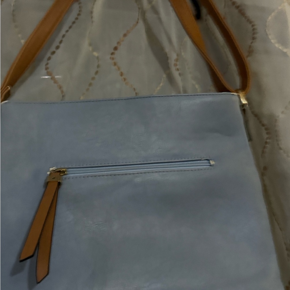 Simple Noelle Stylish Blue and Tan Women's Bag - Picture 6 of 6